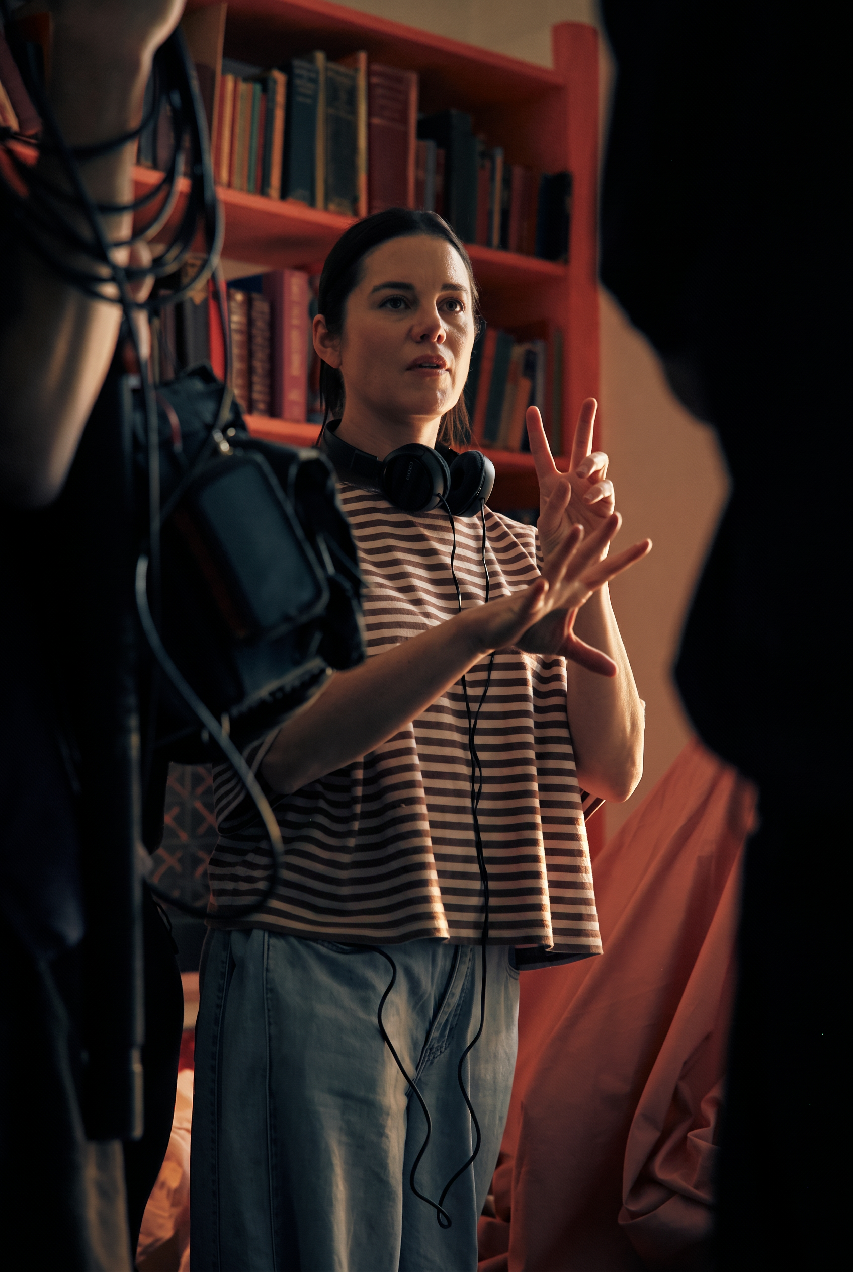 Jessica Grace Smith working on a film set